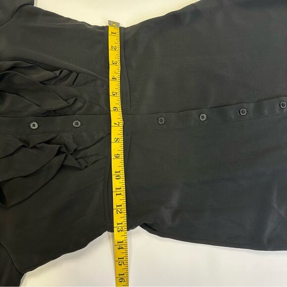 Club Monaco Black Silk Ruffle Shirt Dress - Size 0 - Picture 9 of 14